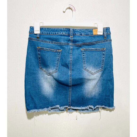 Denim BLVD los Angeles mini skirt distressed stretch country casual women XL Jr - Picture 2 of 6